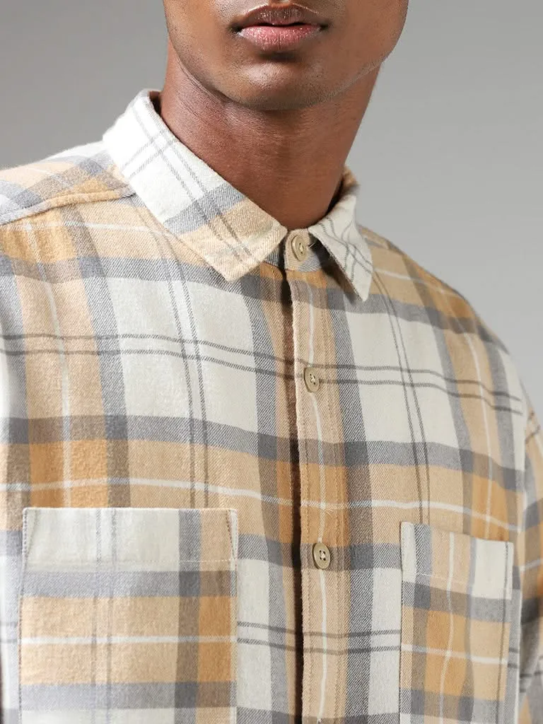 Nuon Cream Checked Cotton Relaxed-Fit Shirt