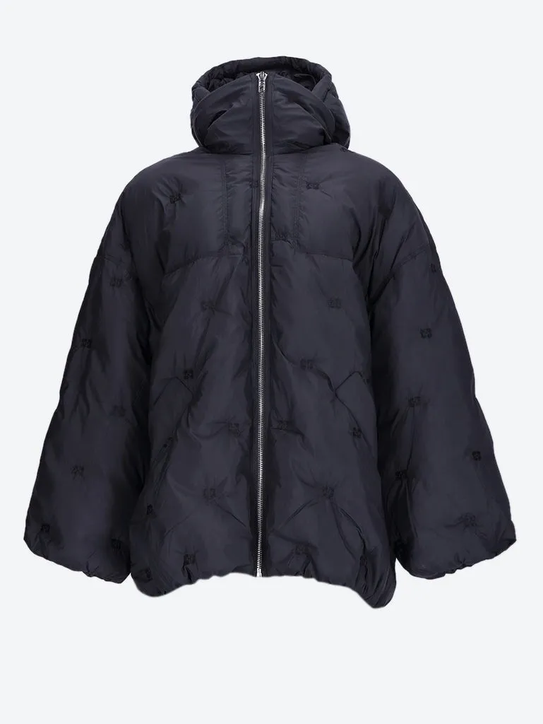 Nylon tech puffer midi jacket