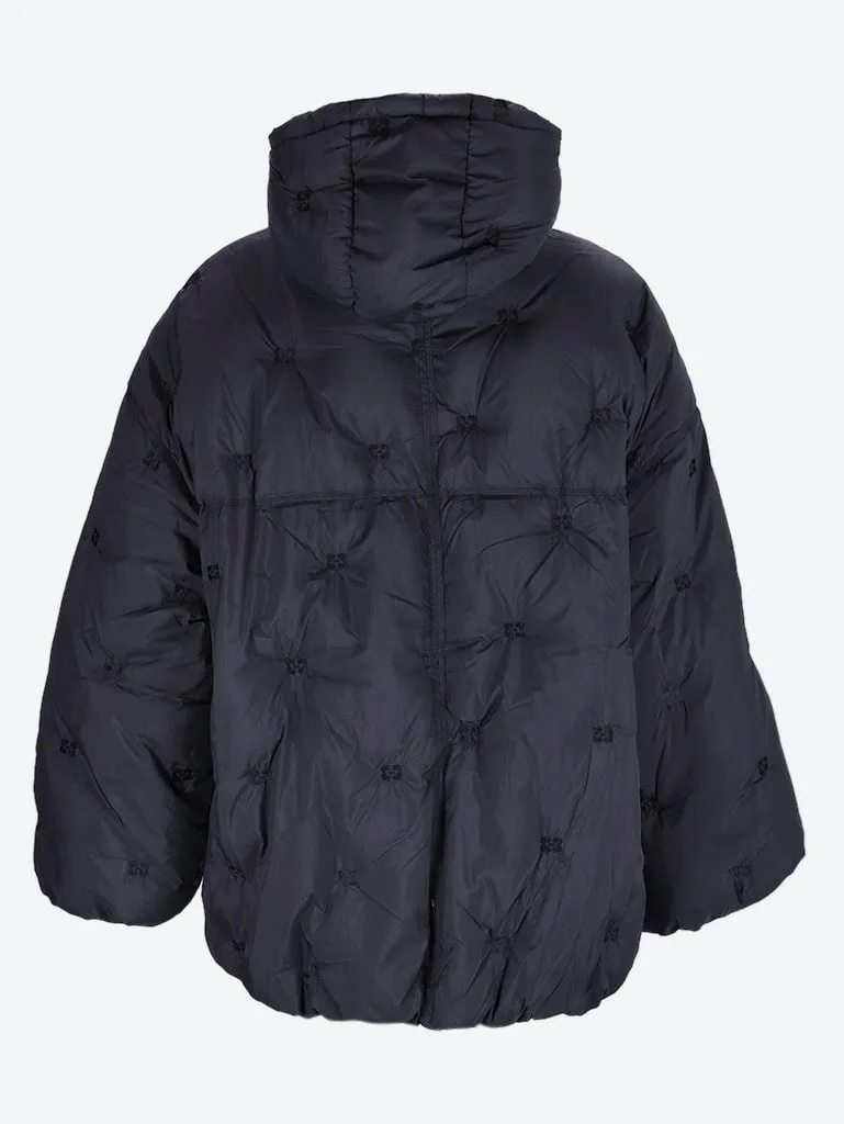 Nylon tech puffer midi jacket