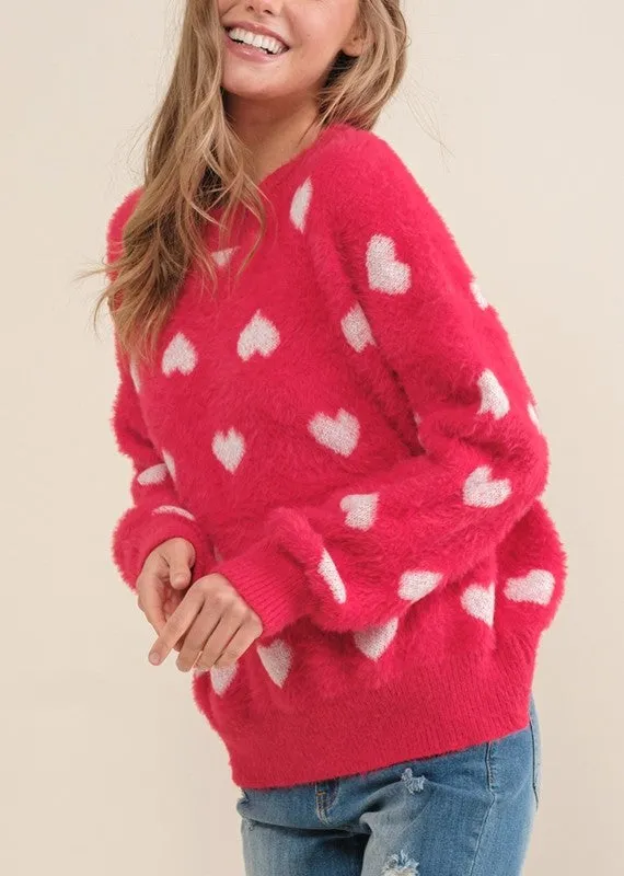 Oh My Fuzzy Heart Sweater