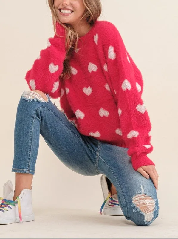 Oh My Fuzzy Heart Sweater