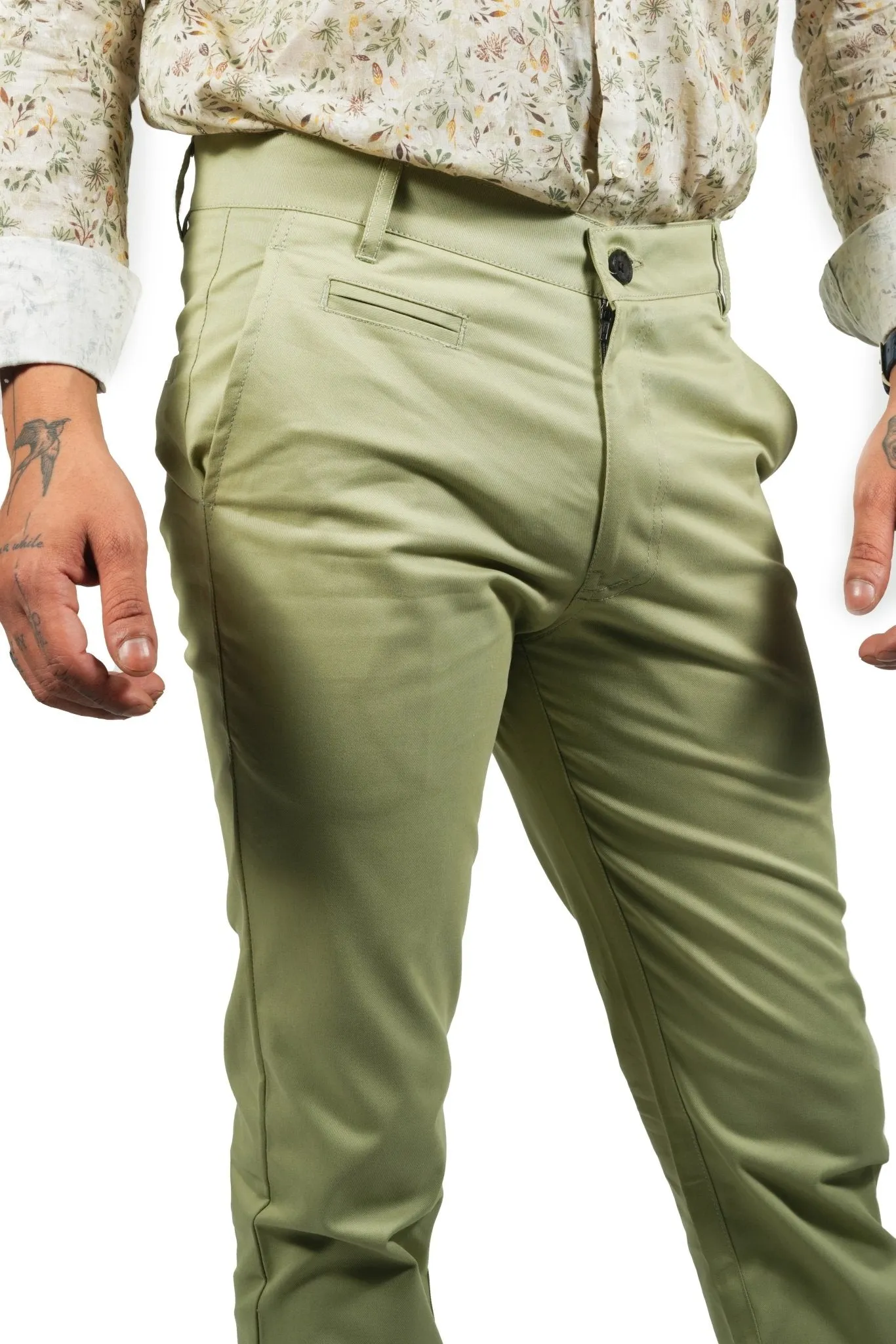 Olive Green Color Cotton Trouser Pants for Men