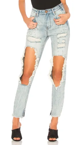 One Teaspoon High Waisted Freebird Jeans in Blue Hart