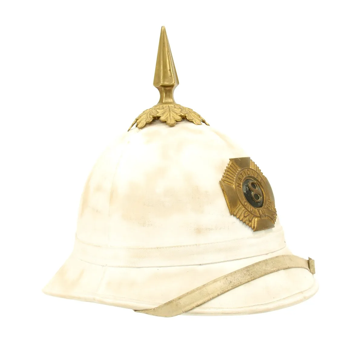 Original U.S. M-1881 8th National Guard Officer's White Spiked Pith Helmet