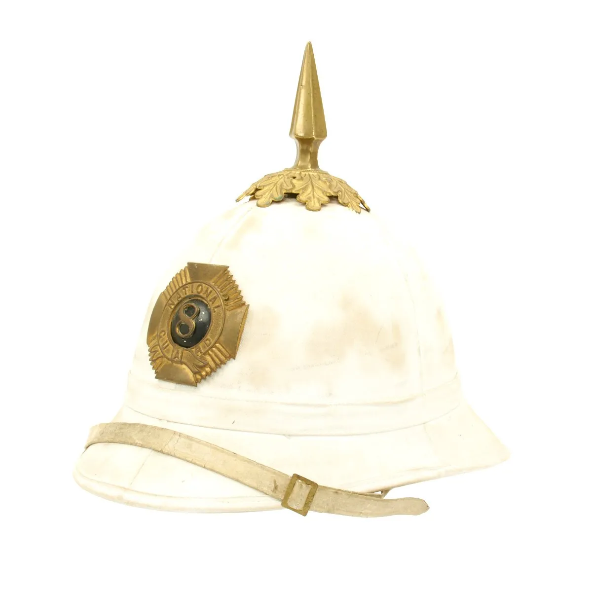 Original U.S. M-1881 8th National Guard Officer's White Spiked Pith Helmet