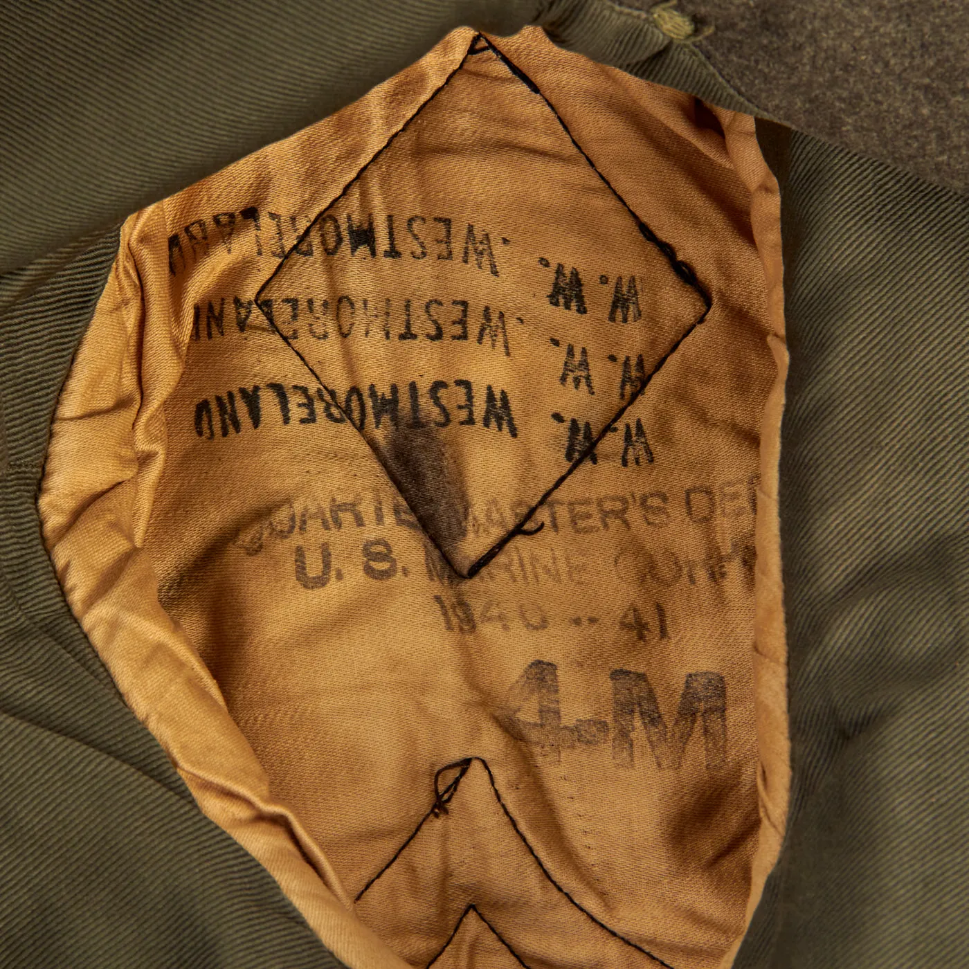 Original U.S. WWII Named US Marine Corps Ship’s Detachment Modified Vandegrift Jacket With Trousers - William W. Westmoreland, Wounded In Action