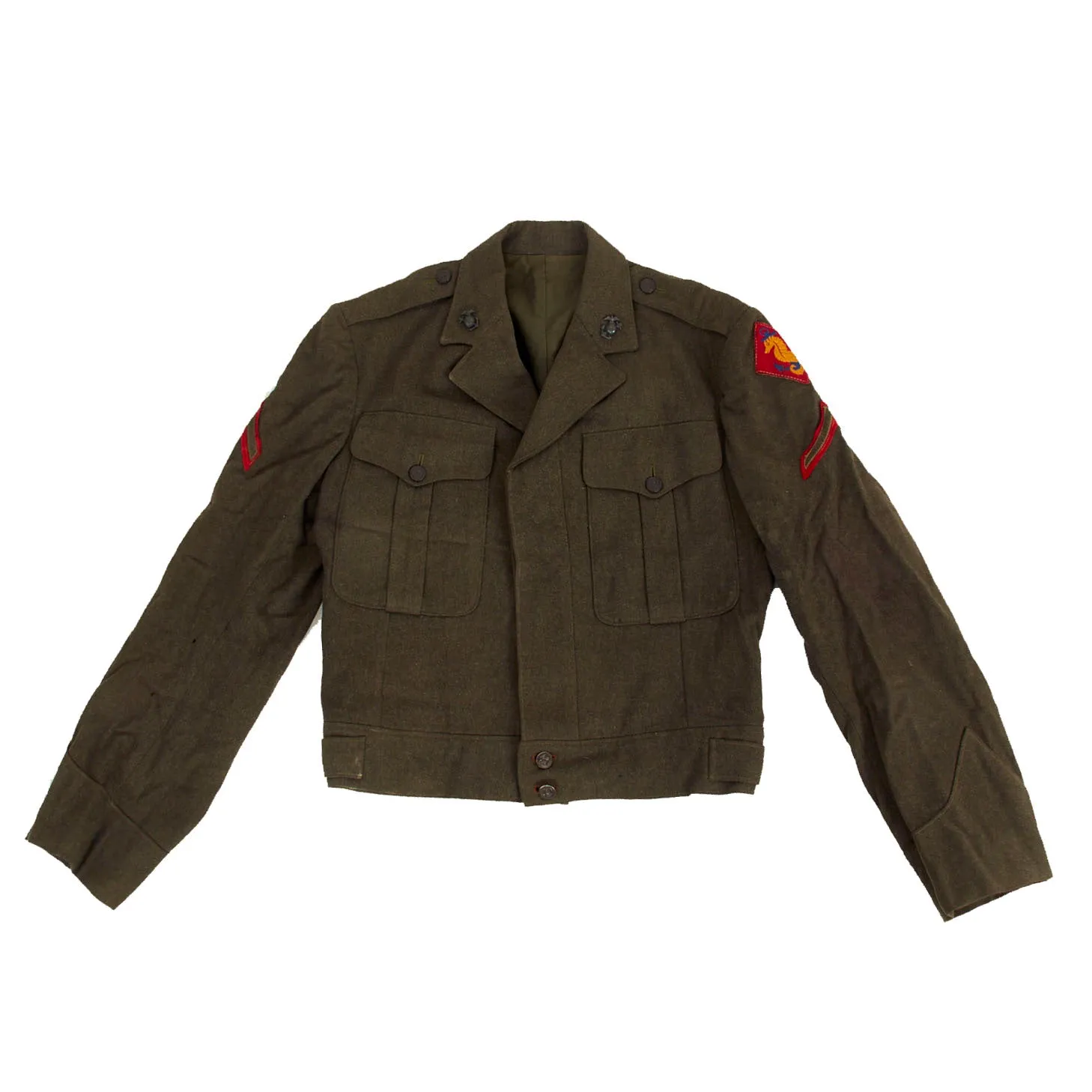 Original U.S. WWII Named US Marine Corps Ship’s Detachment Modified Vandegrift Jacket With Trousers - William W. Westmoreland, Wounded In Action