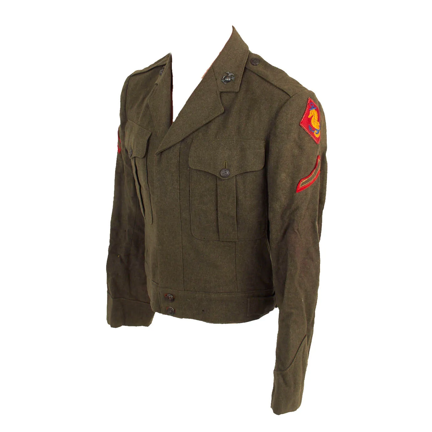 Original U.S. WWII Named US Marine Corps Ship’s Detachment Modified Vandegrift Jacket With Trousers - William W. Westmoreland, Wounded In Action