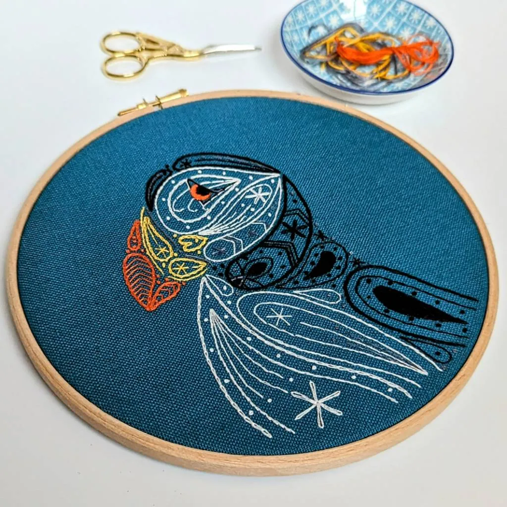 Paisley Puffin Embroidery Kit