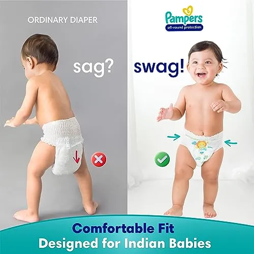 Pampers All round Protection Pants Style Baby Diapers, Large (L) Size, 128 Count, Anti Rash Blanket, Lotion with Aloe Vera, 9-14kg Diapers