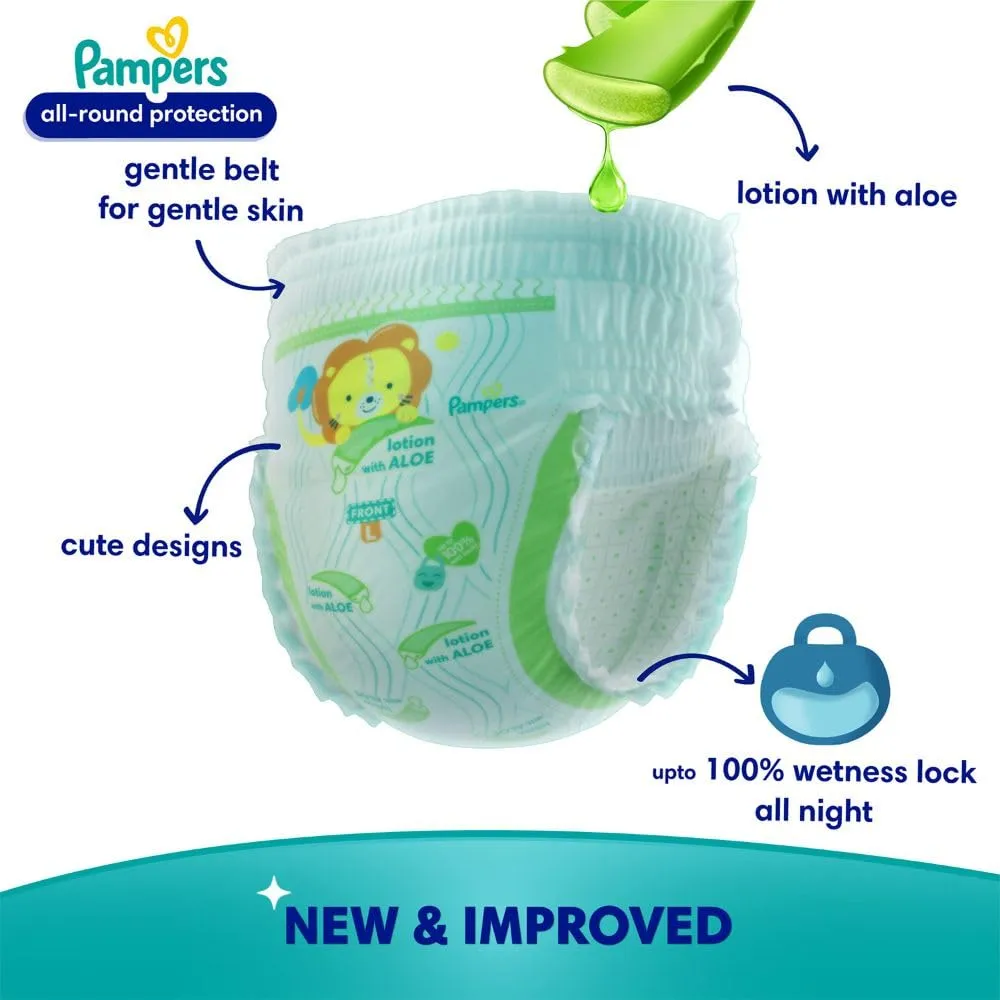 Pampers All round Protection Pants Style Baby Diapers, Medium (M) Size, 152 Count, Anti Rash Blanket, Lotion with Aloe Vera, 7-12kg Diapers