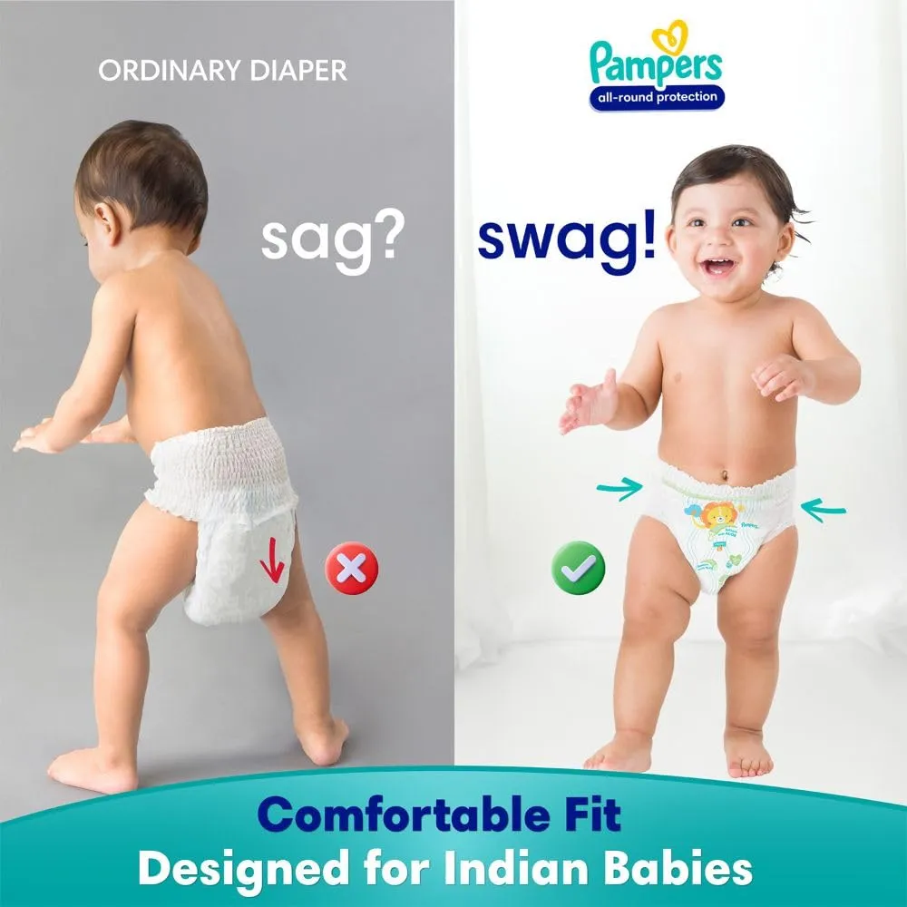 Pampers All round Protection Pants Style Baby Diapers, Medium (M) Size, 152 Count, Anti Rash Blanket, Lotion with Aloe Vera, 7-12kg Diapers