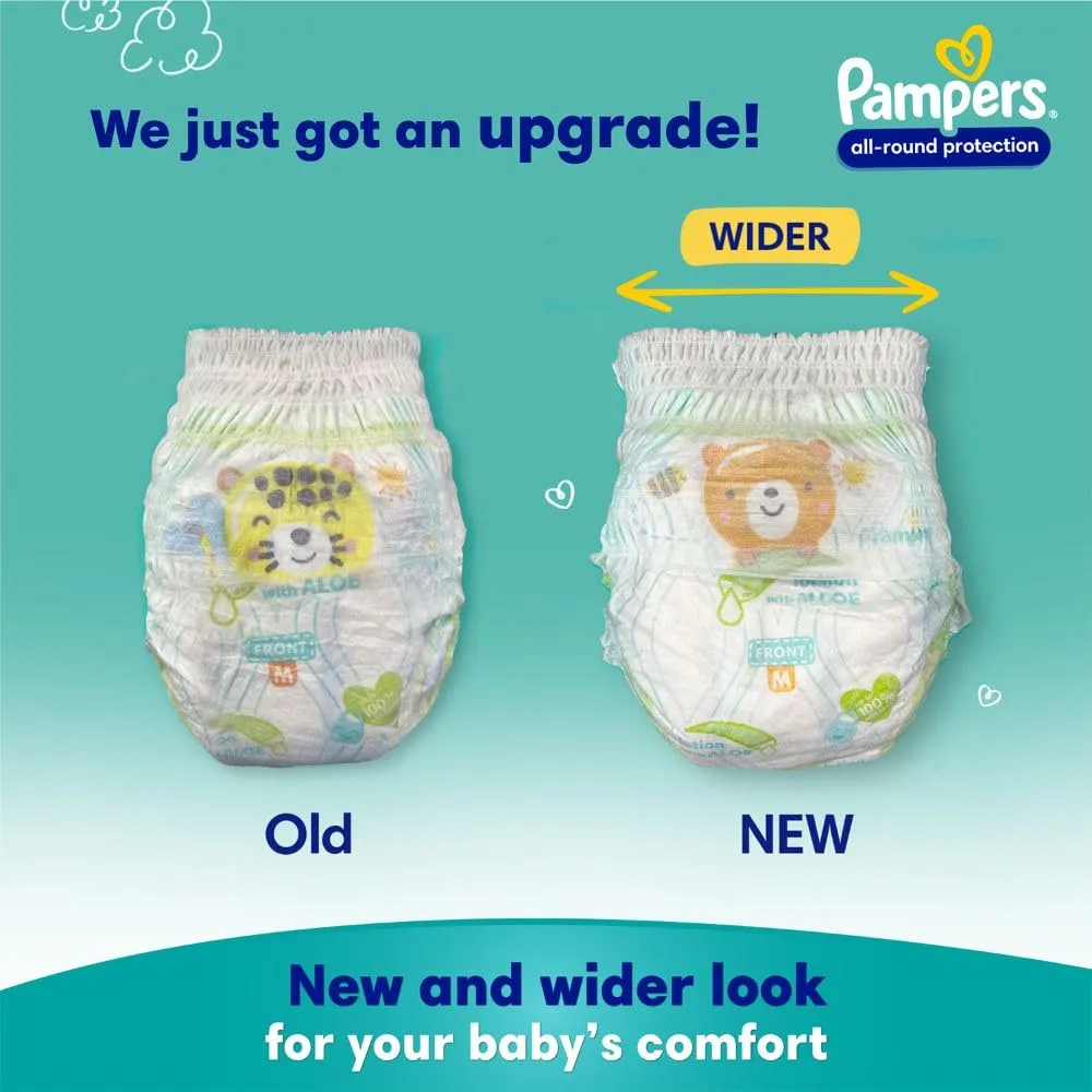 Pampers All round Protection Pants Style Baby Diapers, Medium (M) Size, 152 Count, Anti Rash Blanket, Lotion with Aloe Vera, 7-12kg Diapers