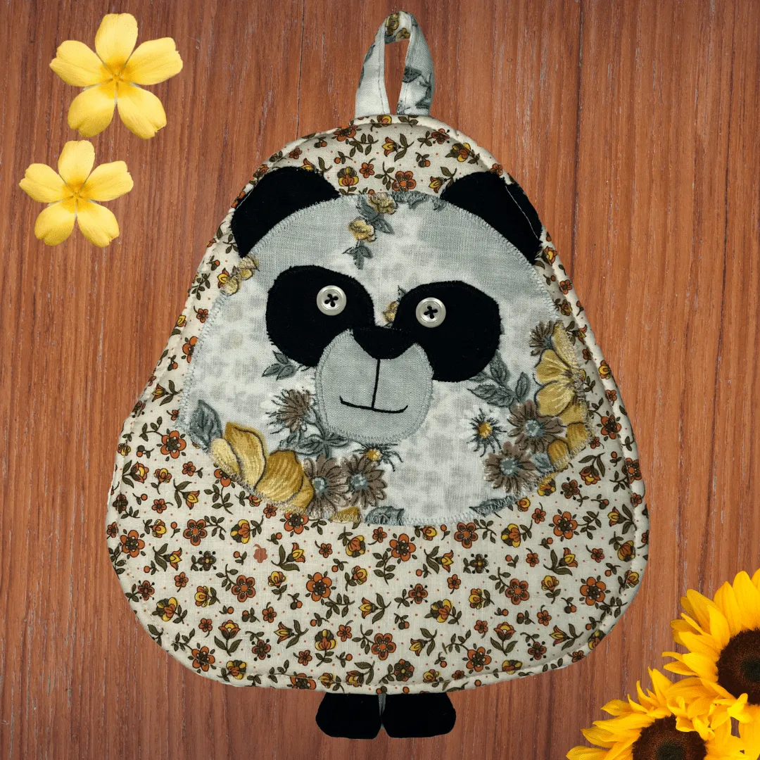 Panda Potholder: Vintage Floral Pattern Handmade Kitchen Helper