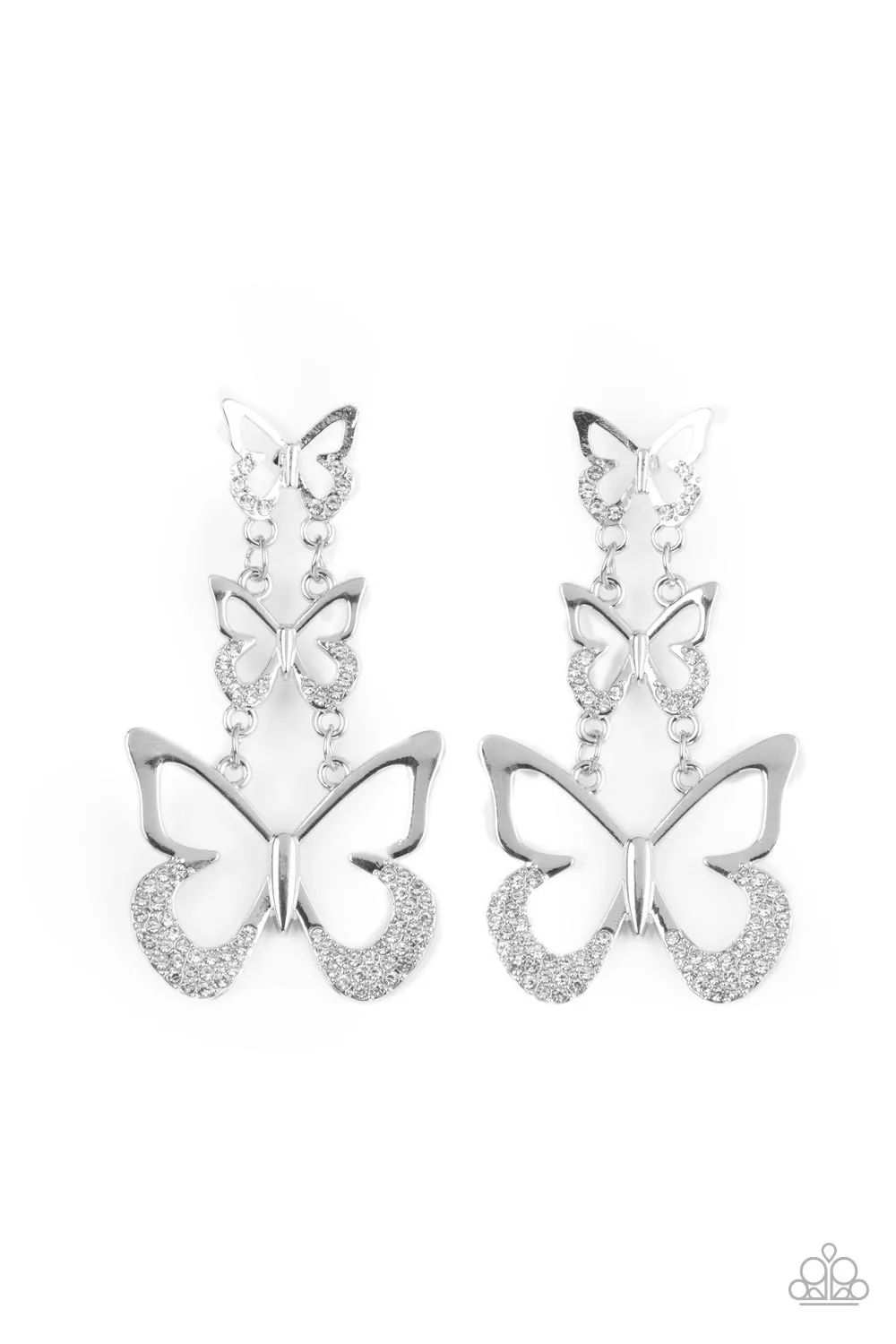 Paparazzi Flamboyant Flutter Earrings White