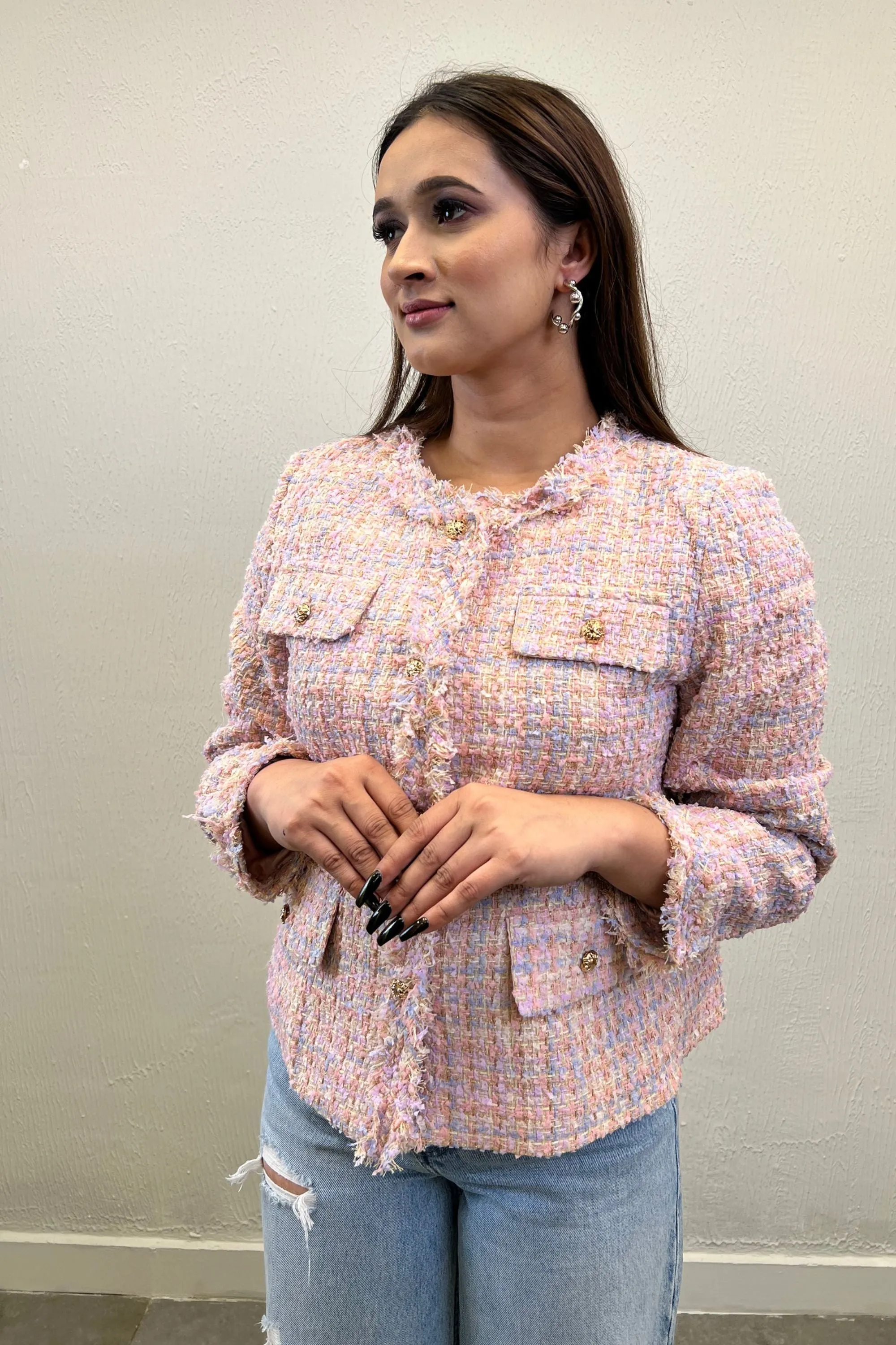 Pastel Textured Tweed Jacket