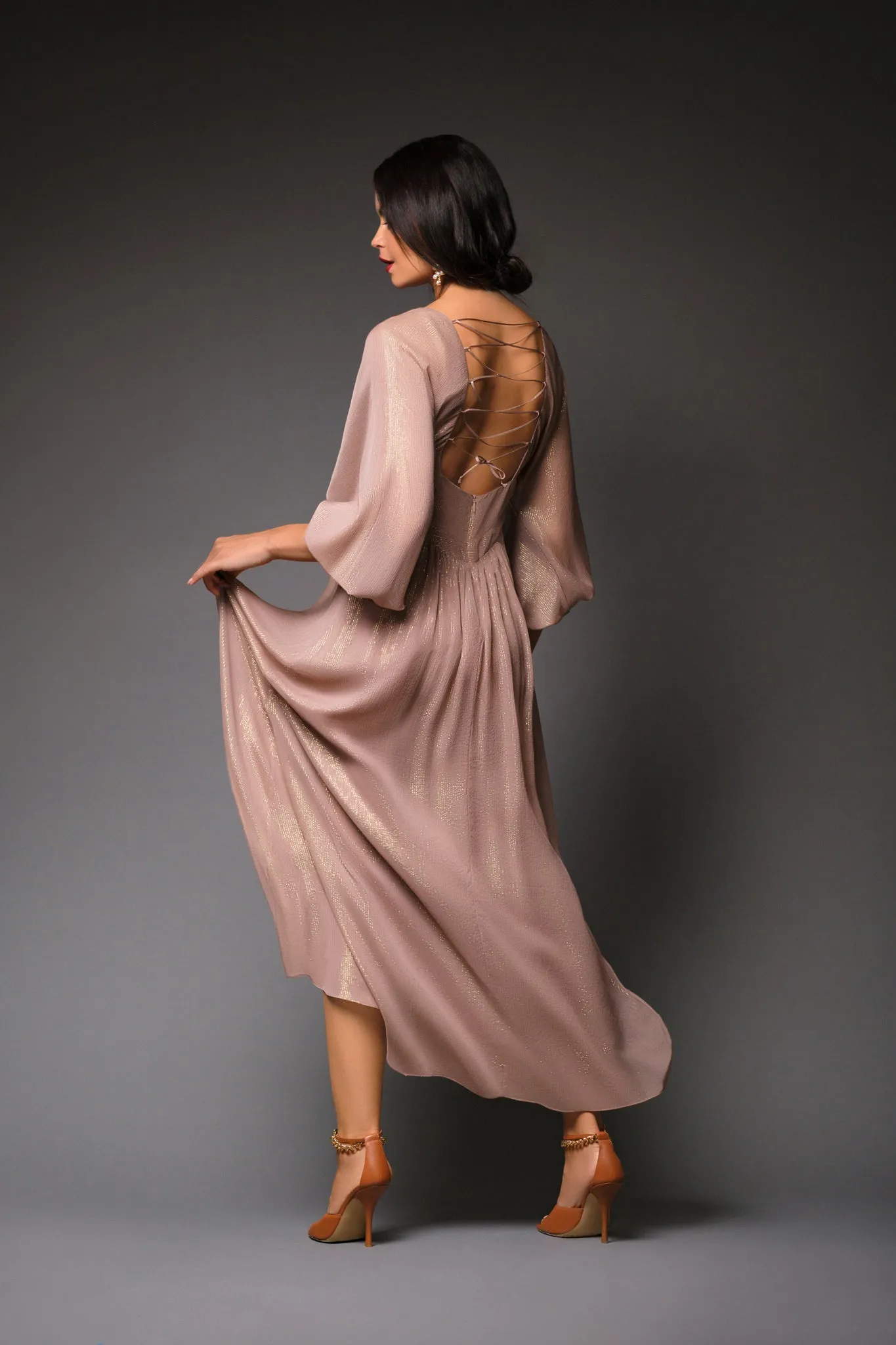 Paula Metallic Chiffon Dress