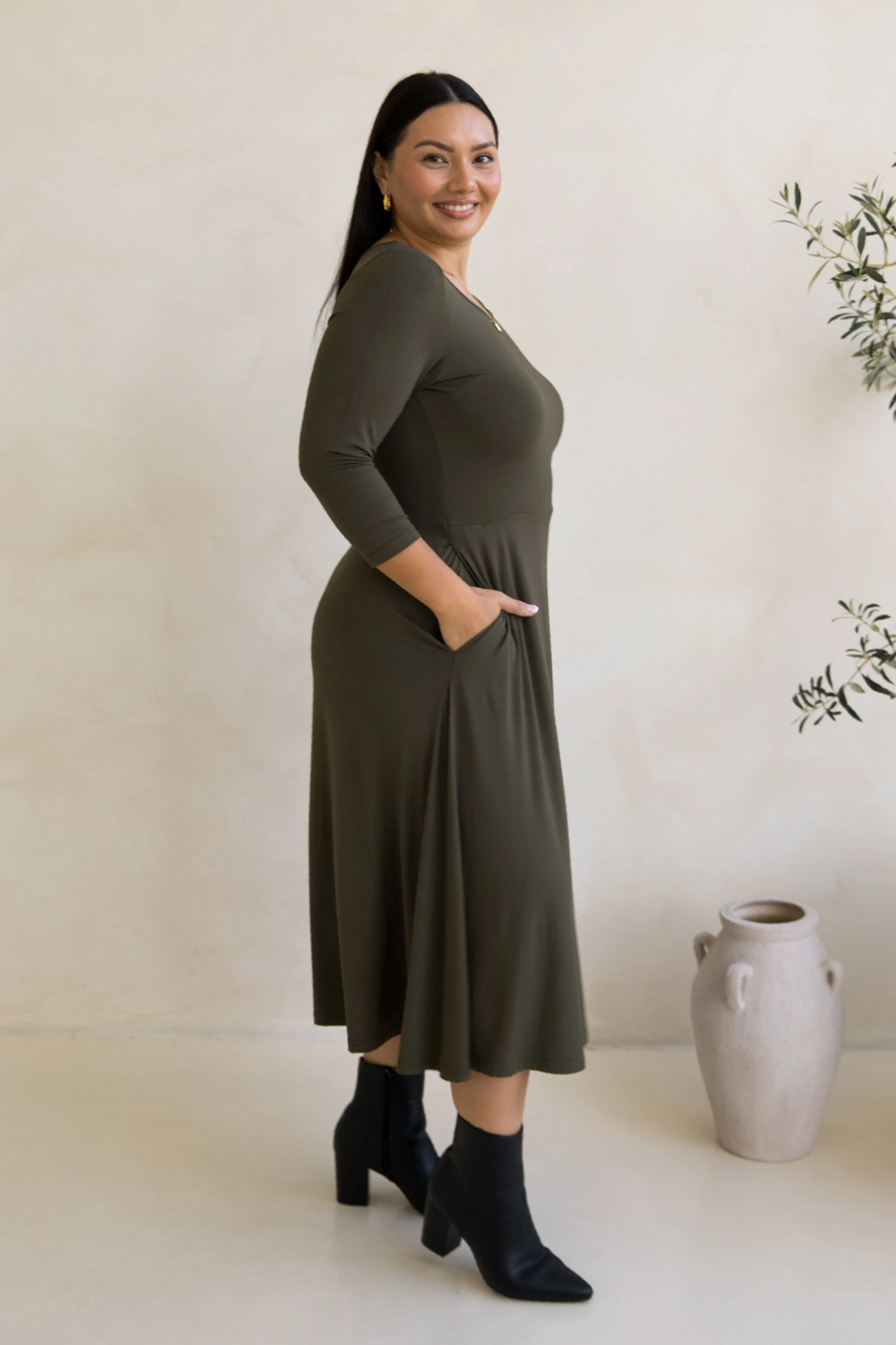 Penelope Dress | Moss Green