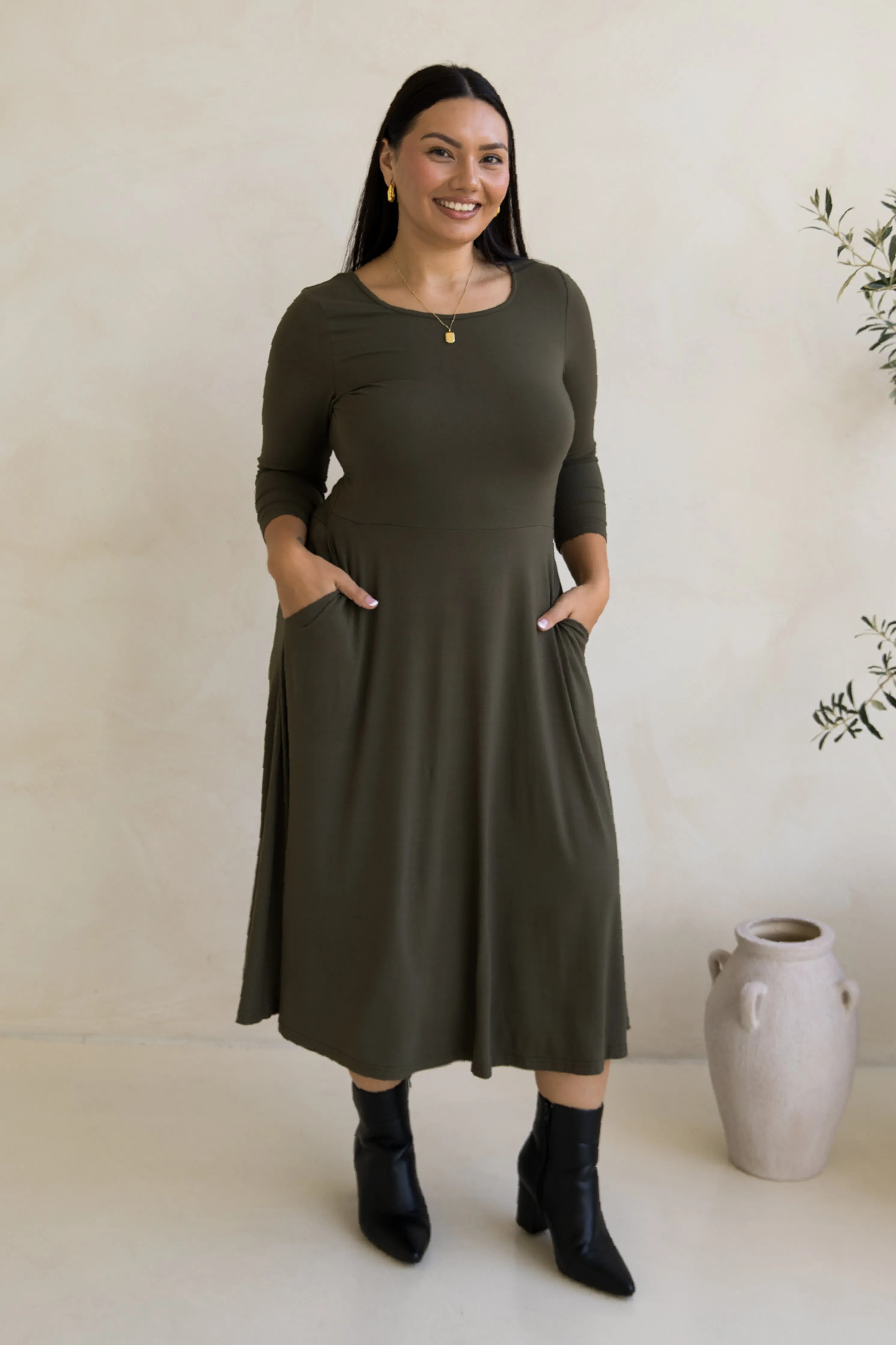 Penelope Dress | Moss Green