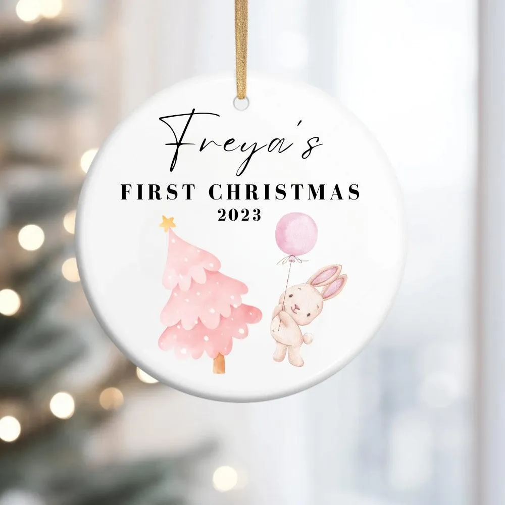 Personalised Baby Girl's First Christmas Bauble