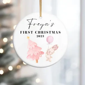 Personalised Baby Girl's First Christmas Bauble