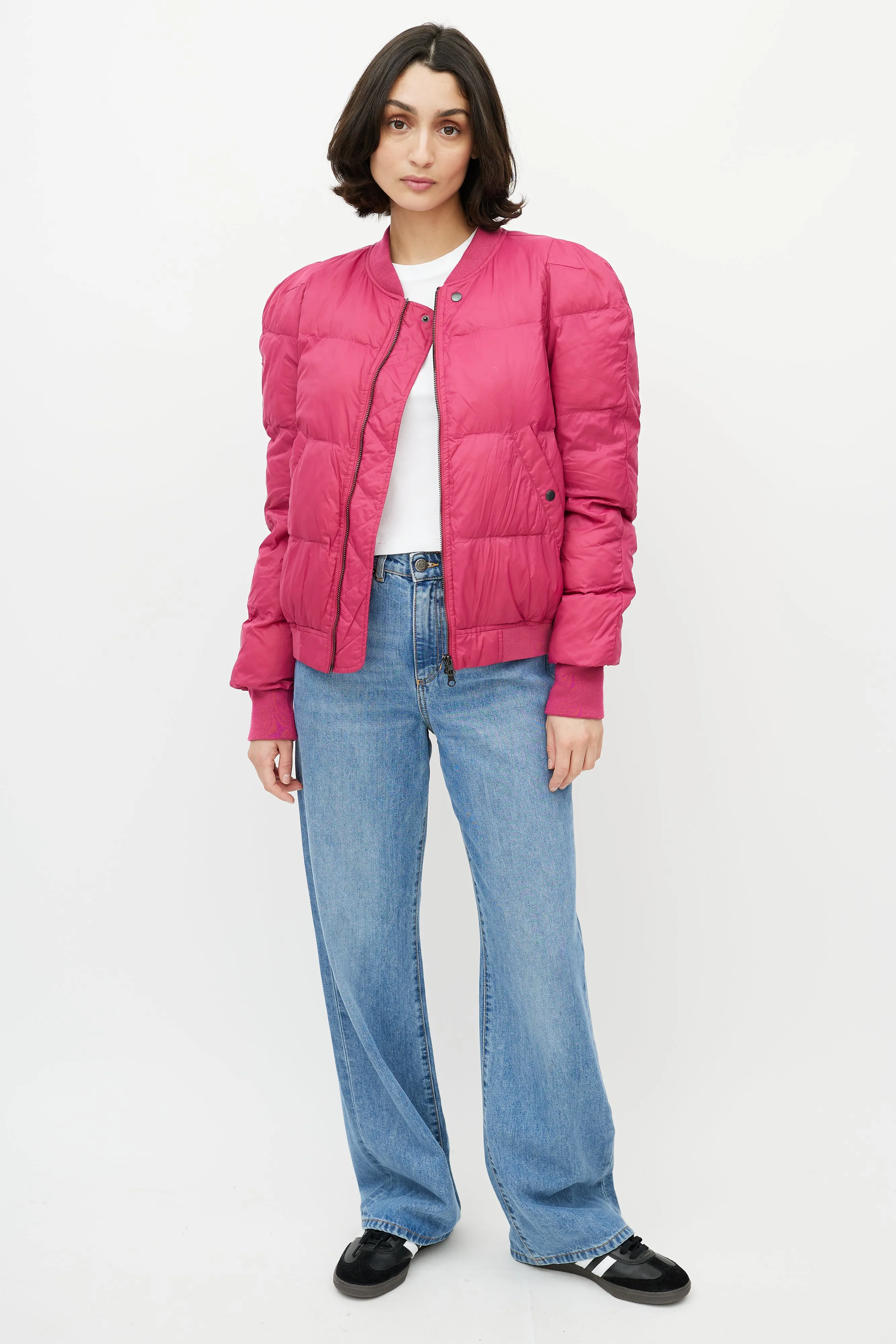 Pink Puffer Zip Bomber Jacket