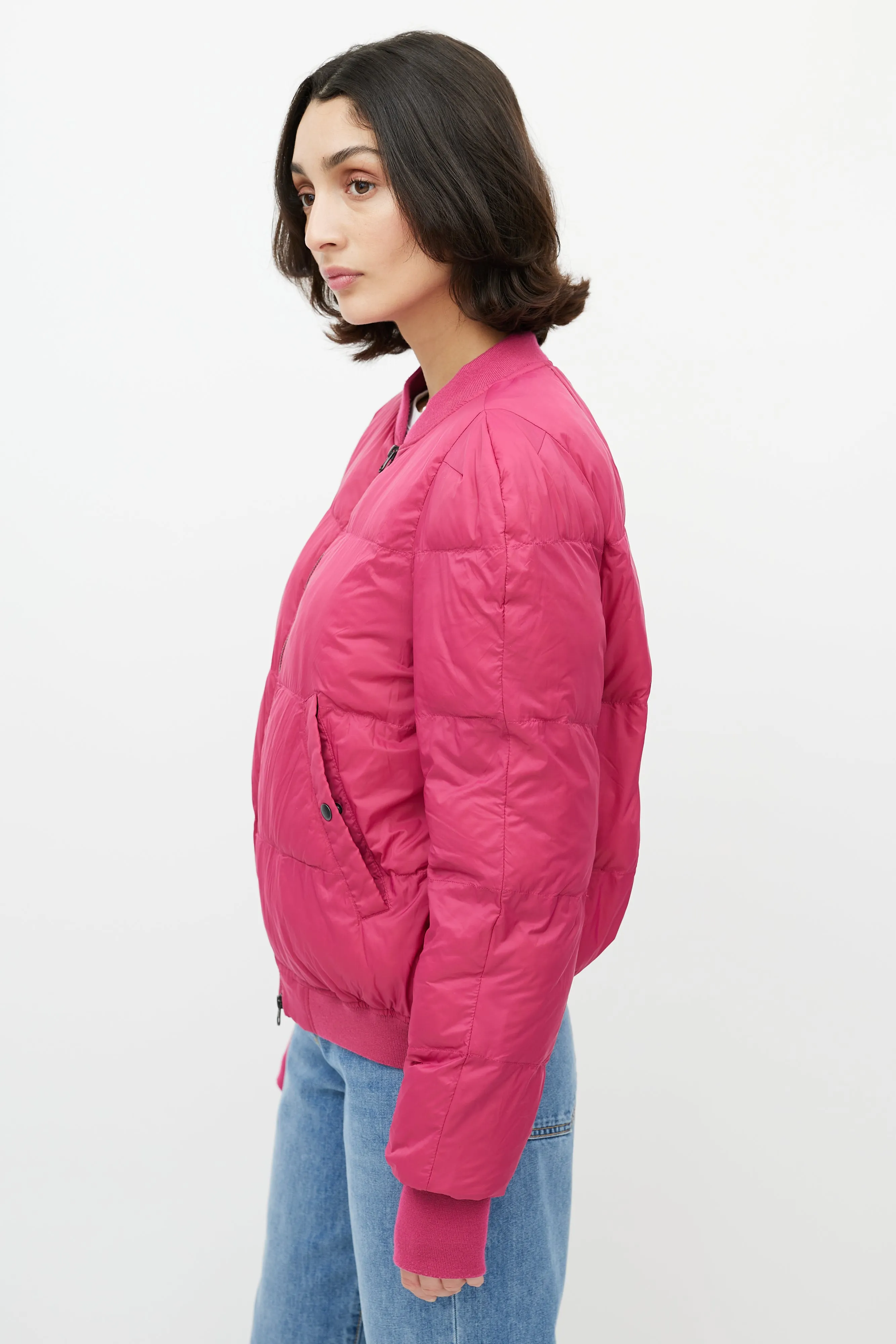 Pink Puffer Zip Bomber Jacket