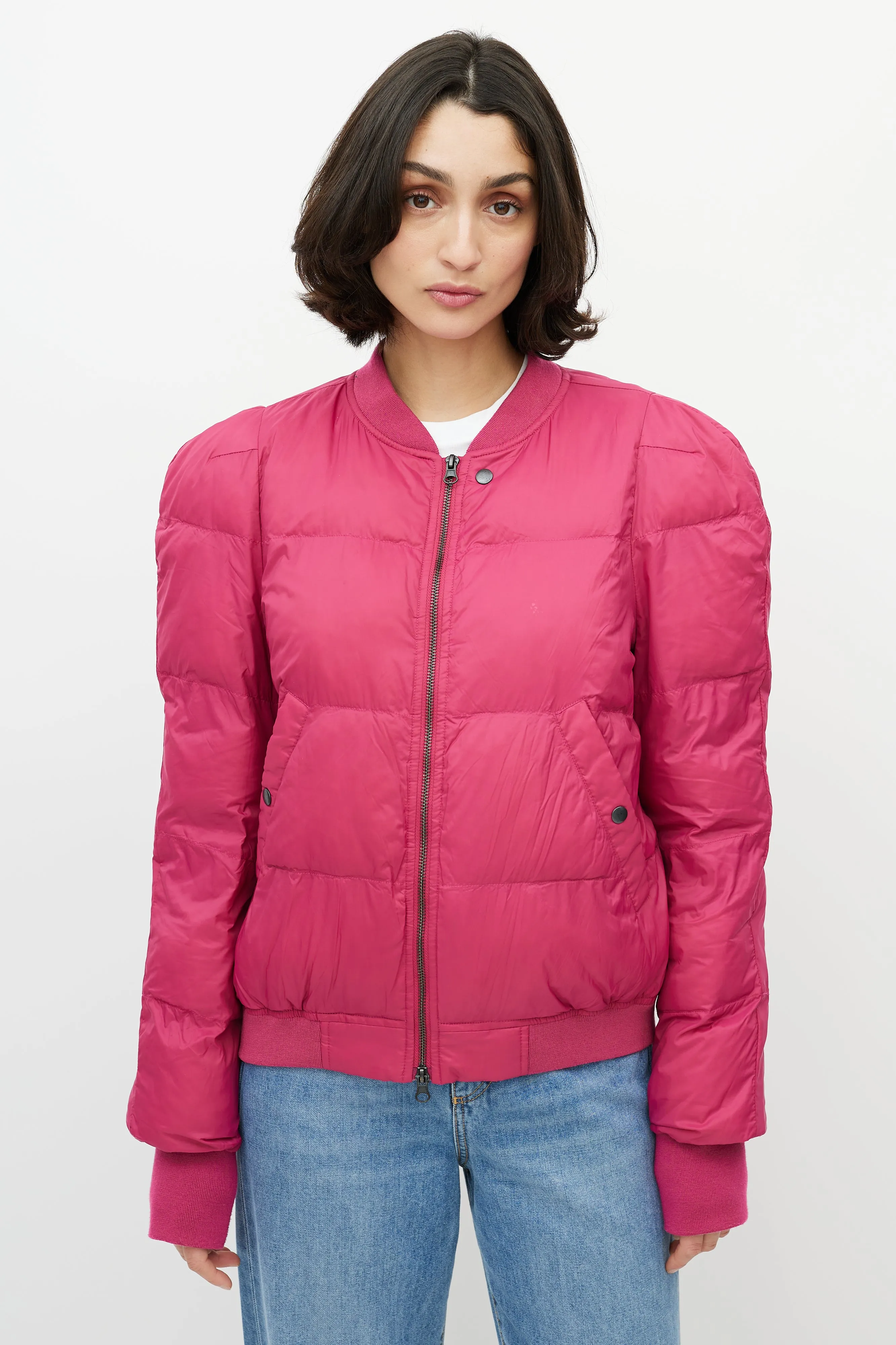 Pink Puffer Zip Bomber Jacket