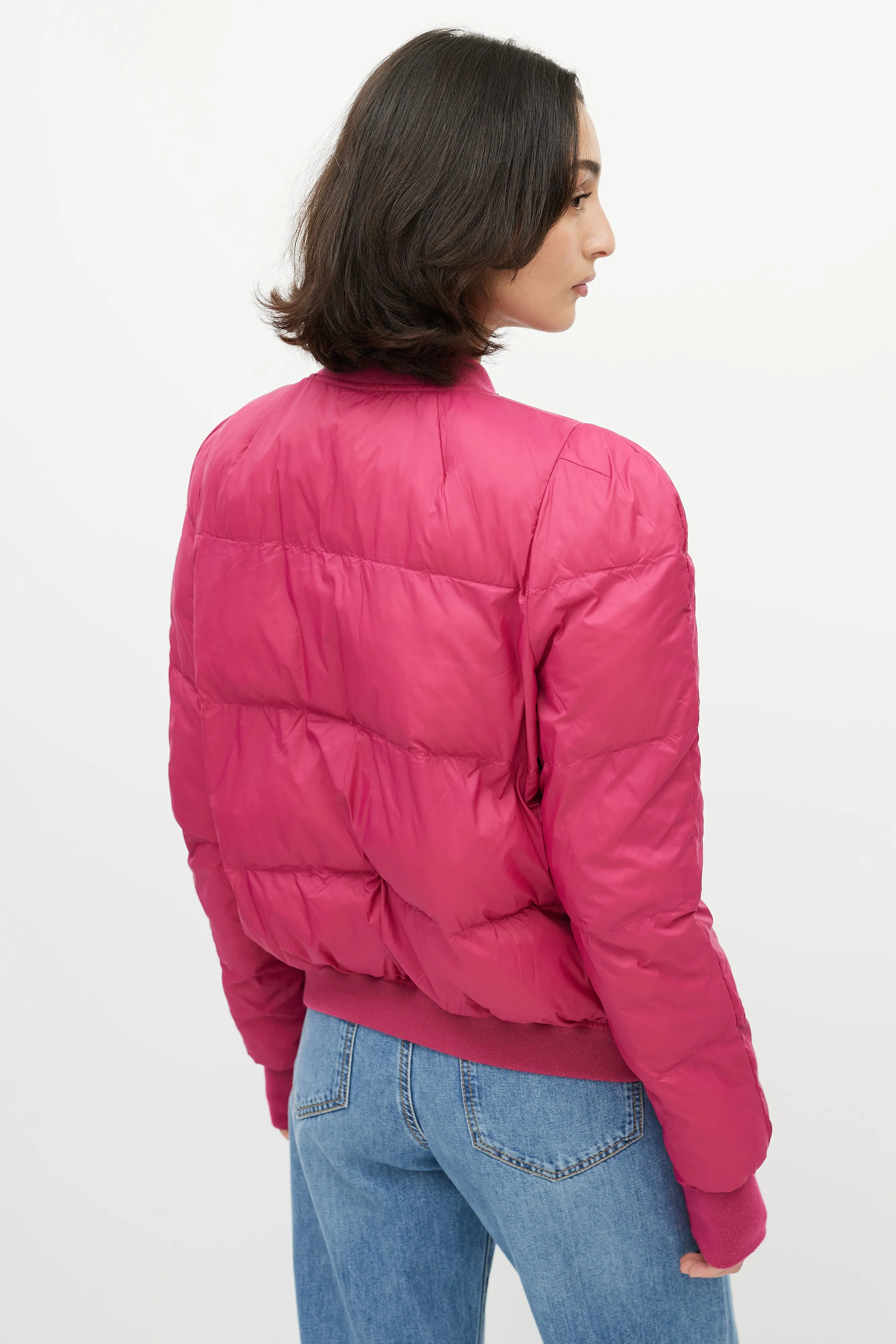 Pink Puffer Zip Bomber Jacket