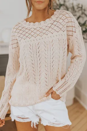 Pink Solid Drop Shoulder Knit Sweater