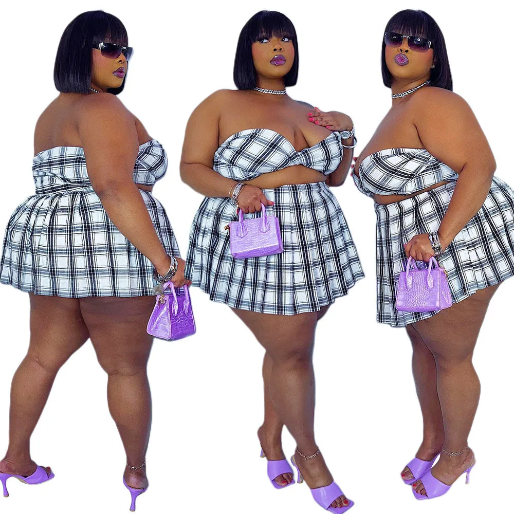 Plaid Playgirl Plus Size Skirt Set