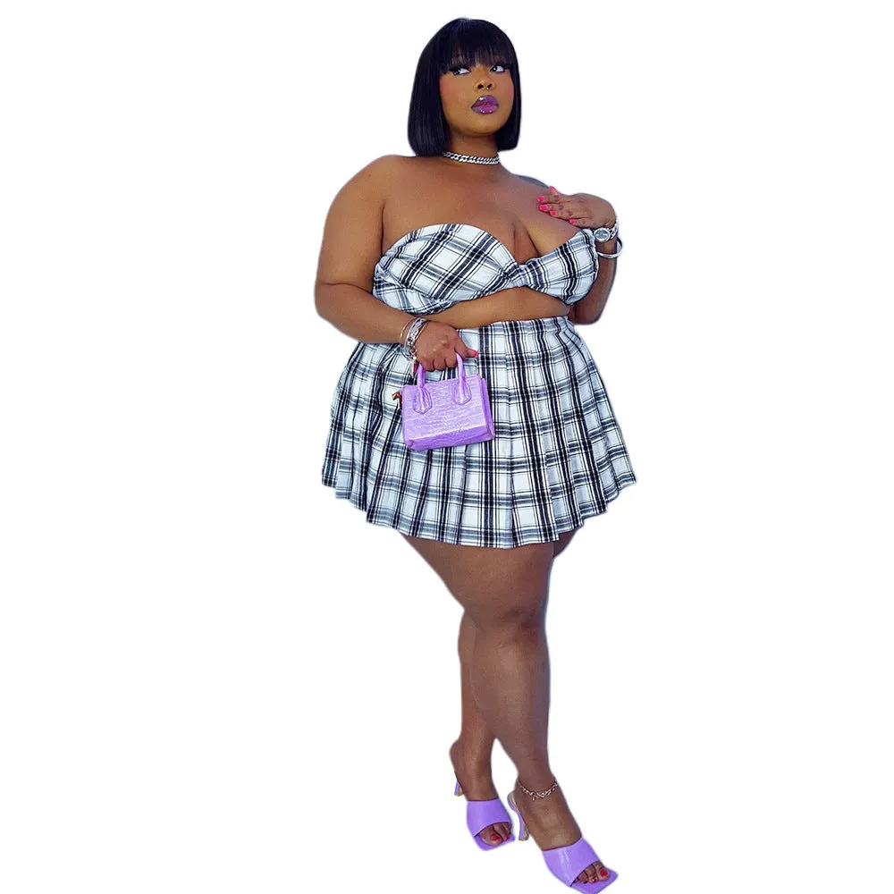 Plaid Playgirl Plus Size Skirt Set