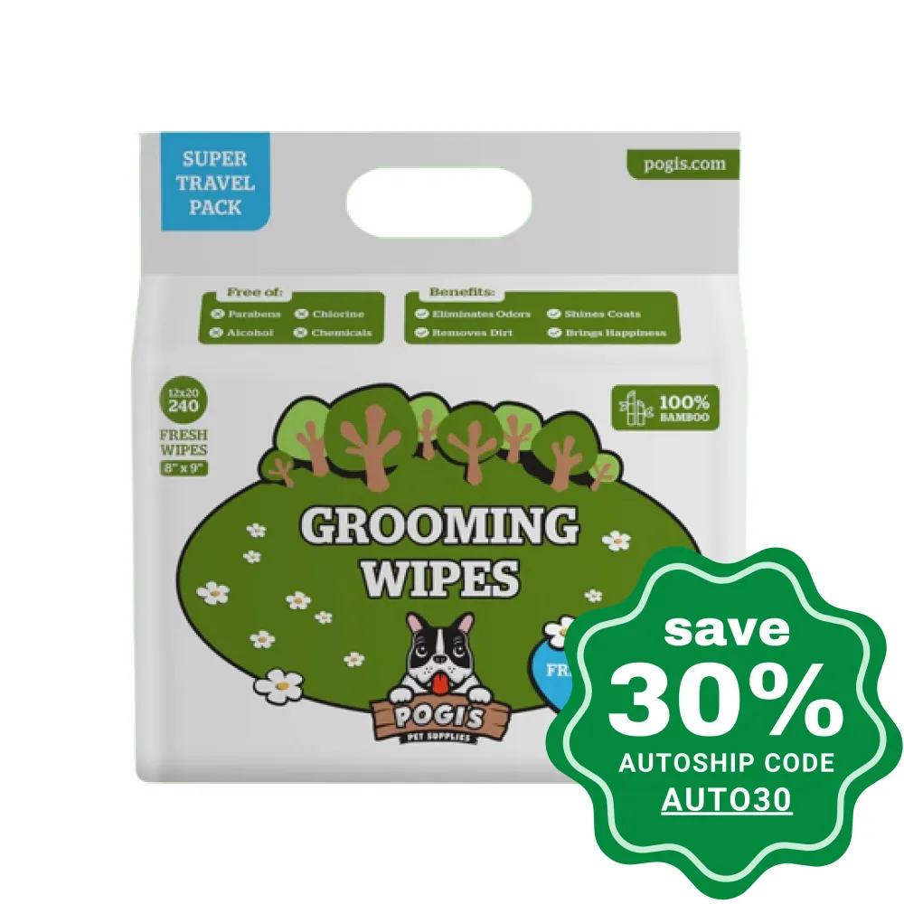 Pogi's Pet Supplies - Grooming Wipes - Unscented - 240 Packs - 20 x 23 cm