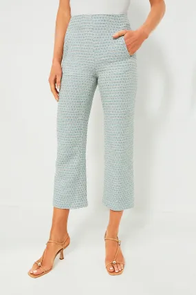 Powder Blue Metallic Tweed Straight Pant