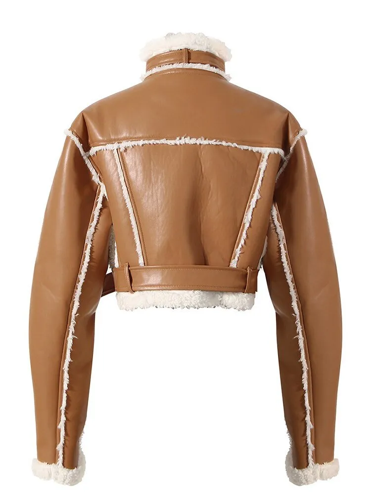 Pre Order:  Faux Leather Cropped Jacket - @cocowithlove1