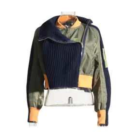 Pre Order:  Tricolor Spliced Knitted Cropped Jacket