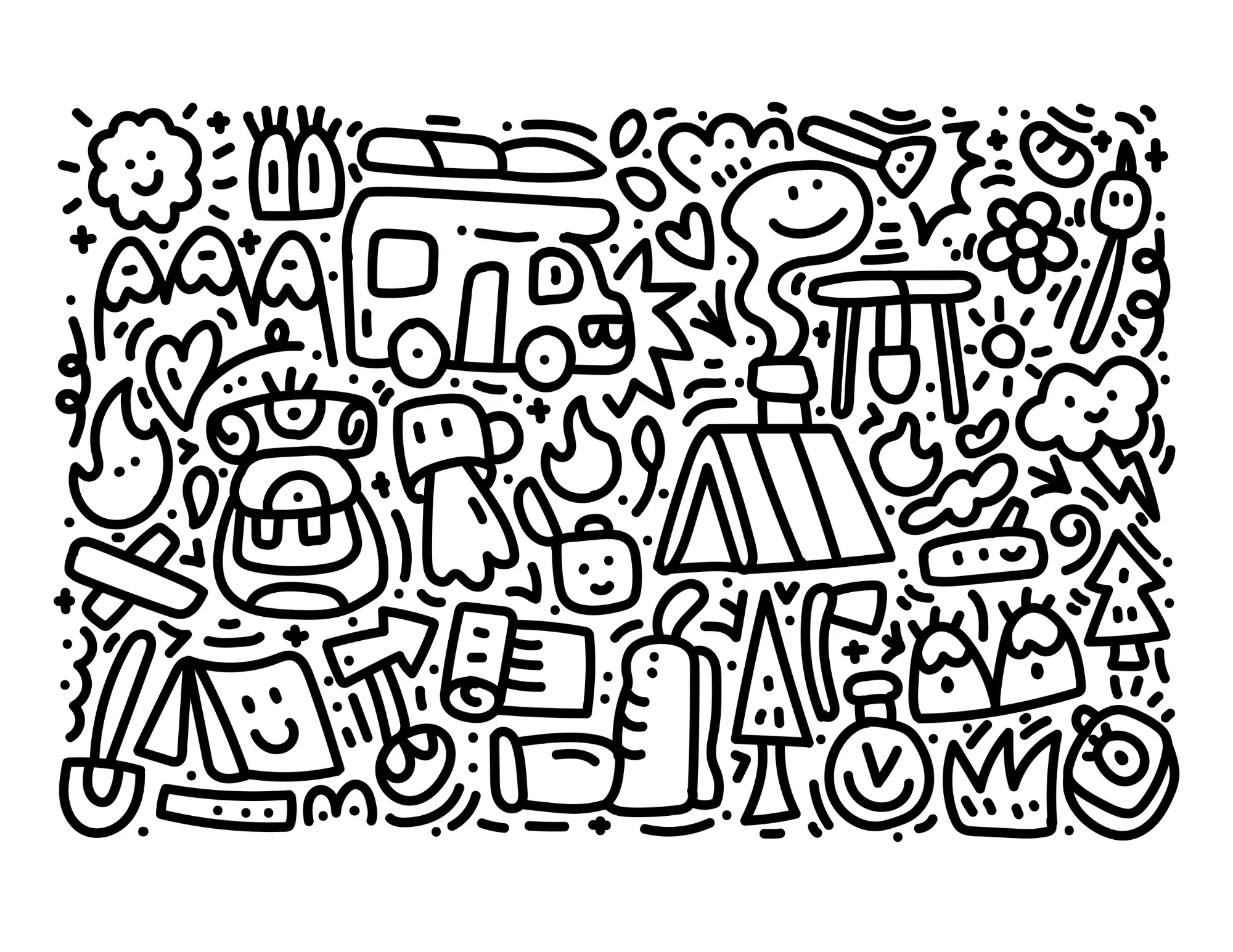 Printable (Digital) Doodles Coloring Pages: FunDoodles Printable Coloring Book for All Ages