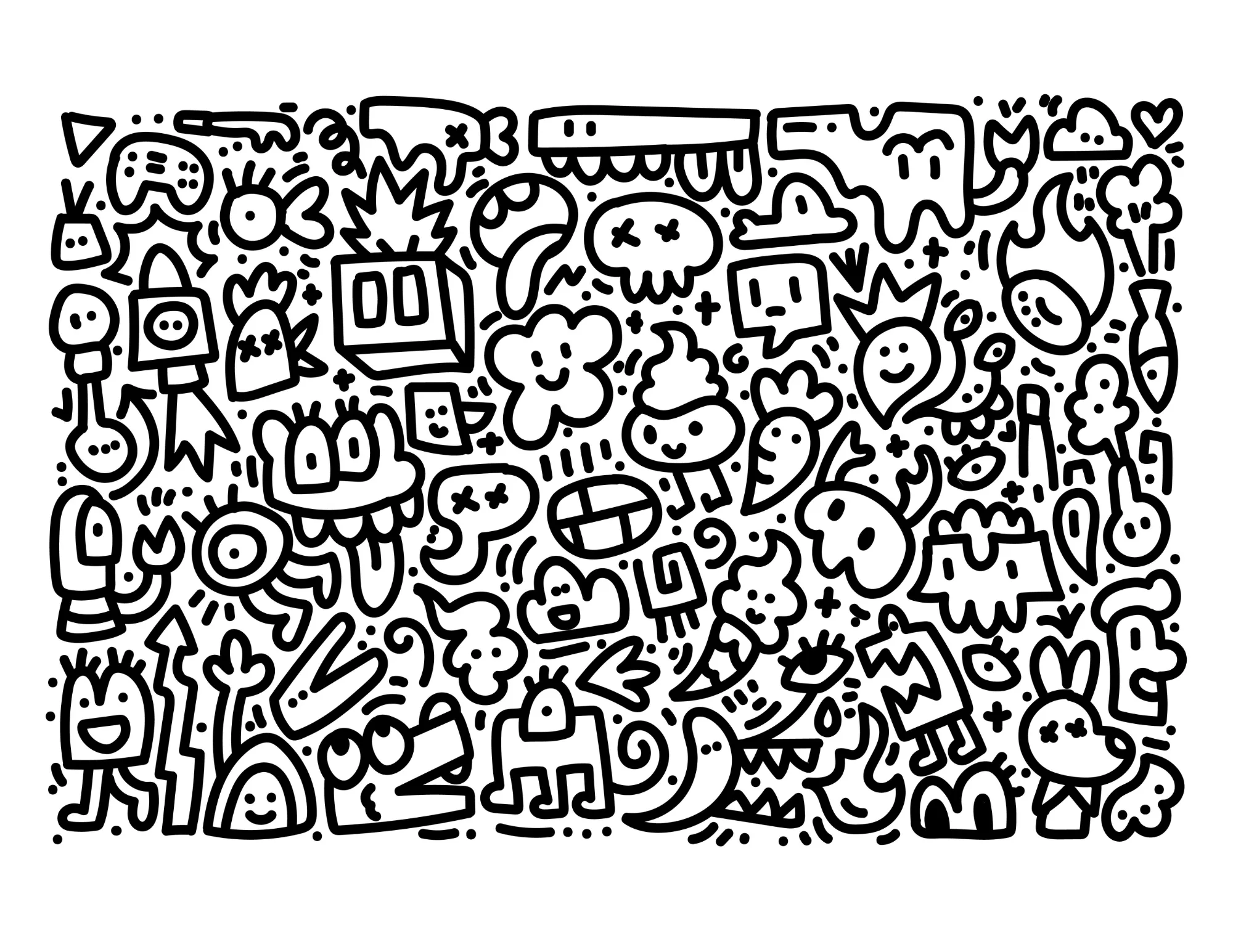 Printable (Digital) Doodles Coloring Pages: FunDoodles Printable Coloring Book for All Ages