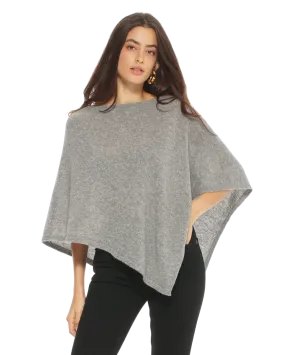 Pure Cashmere Capelet Poncho Medium Grey