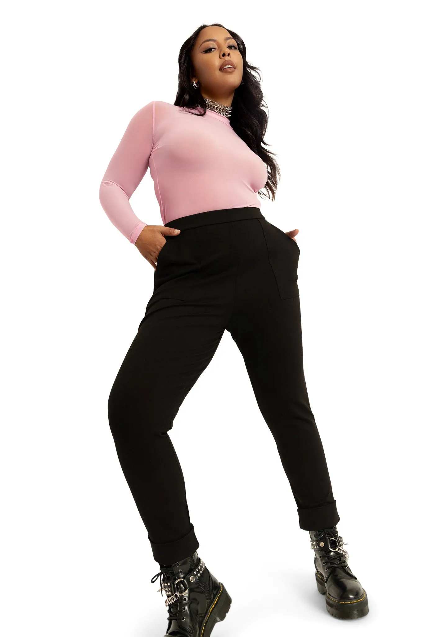 Push It Ponte High Waisted Cuffed Pants