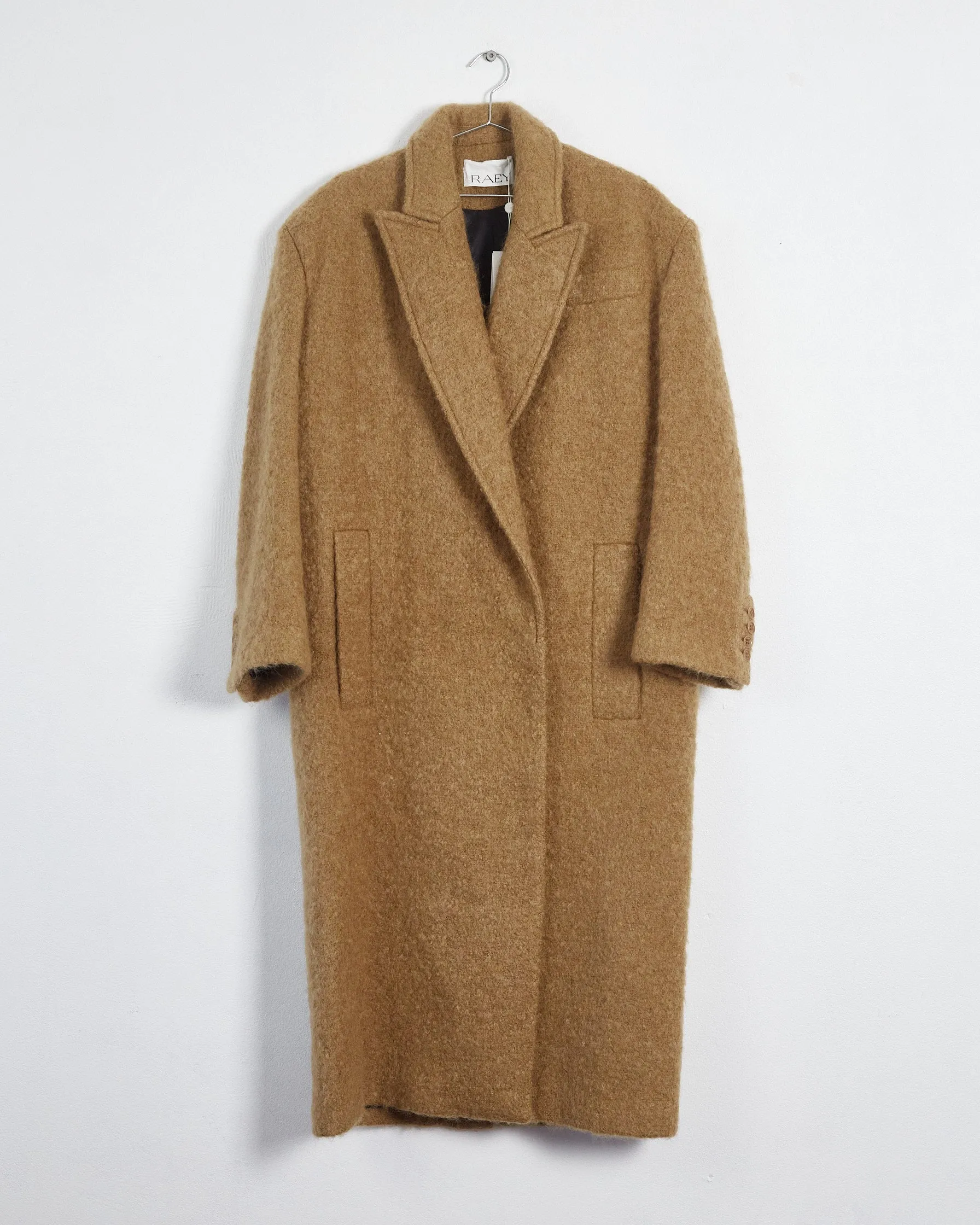 Raey 'oversized mohair and wool-blend' overcoat, camel, 8-14