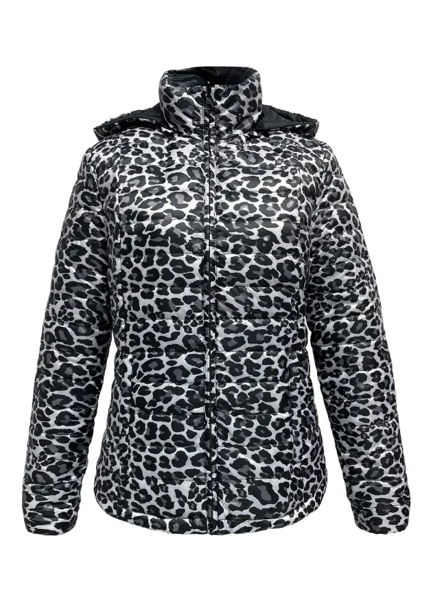 Reversible Black/ Snow Leopard Duck Down Jacket