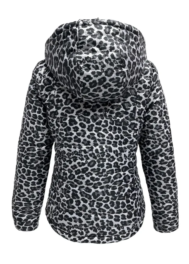 Reversible Black/ Snow Leopard Duck Down Jacket