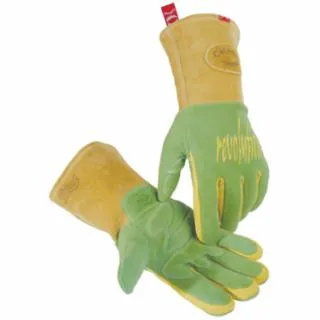 Revolution Welding Gloves, American Deerskin Leather, Green/Gold