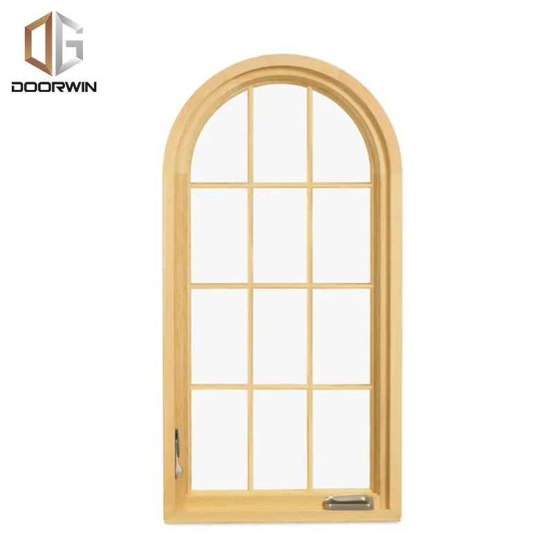 Round top fixed window and bottom crank open window with decorative glazing bars