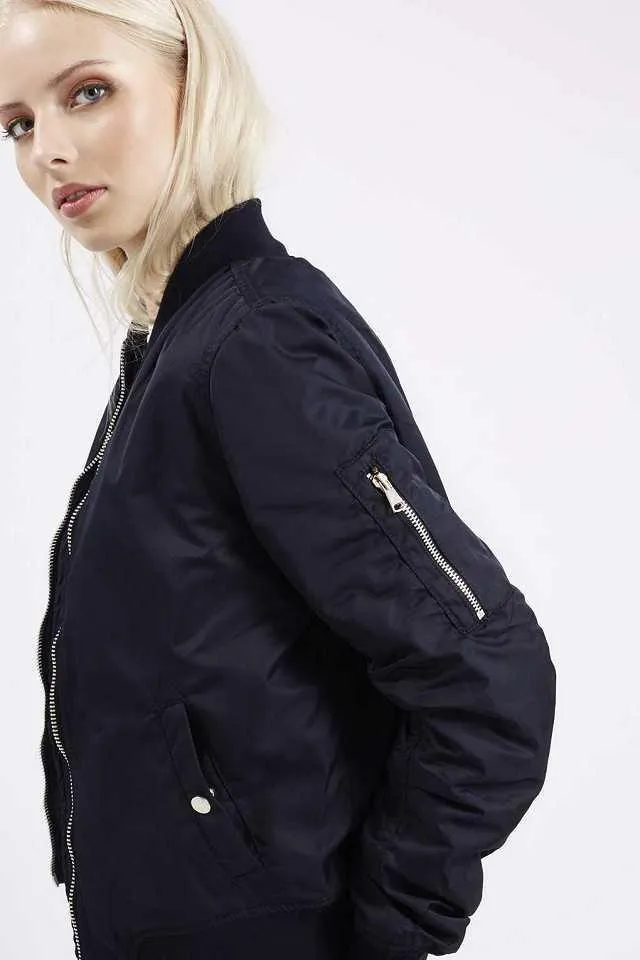 Sale Satin Shiny Zipper Windbraker Bomber Jacket