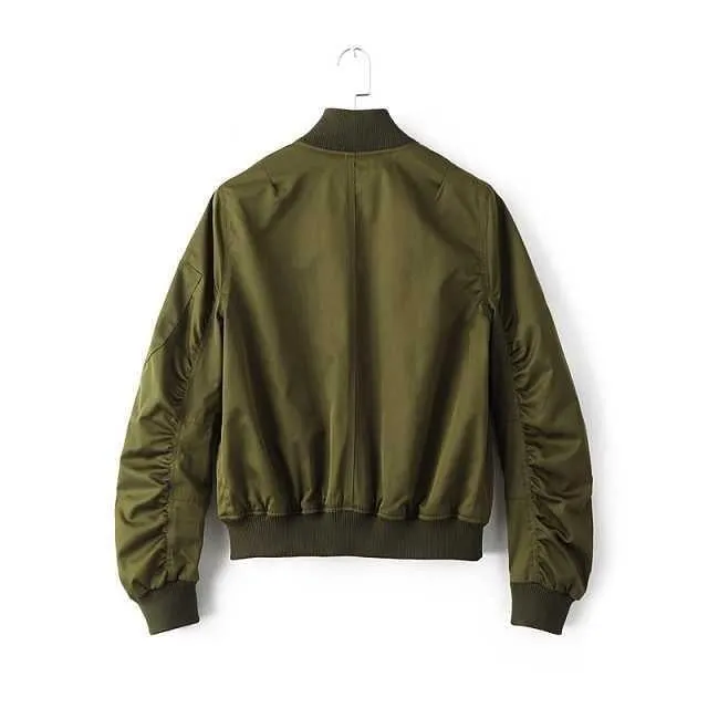 Sale Satin Shiny Zipper Windbraker Bomber Jacket