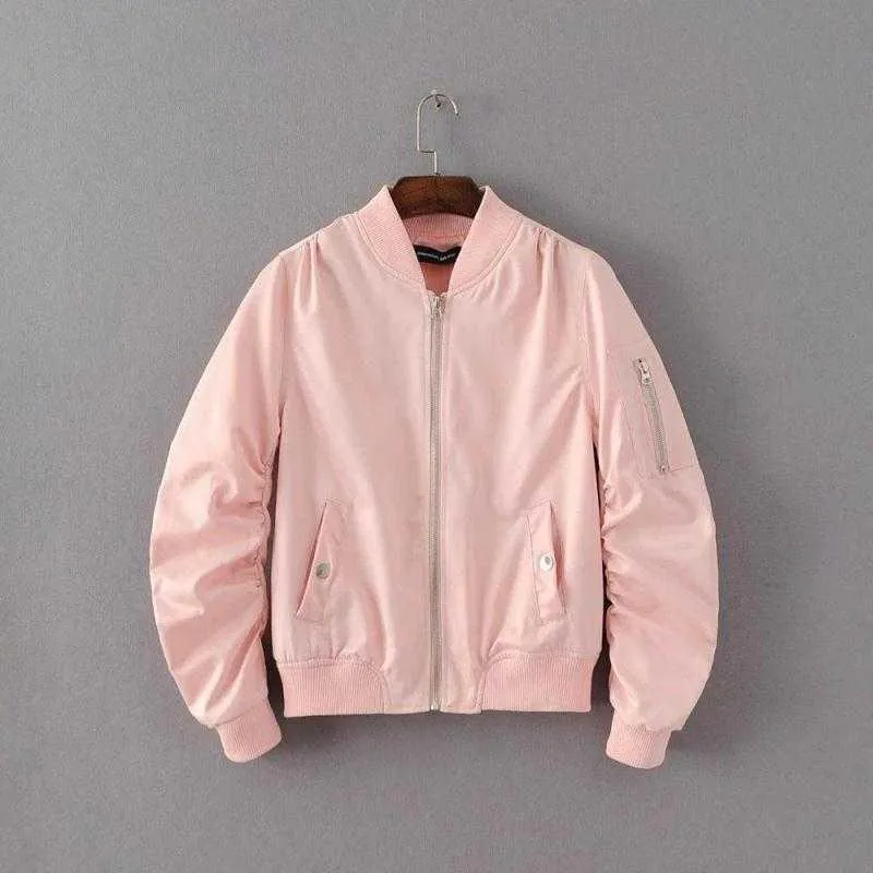 Sale Satin Shiny Zipper Windbraker Bomber Jacket