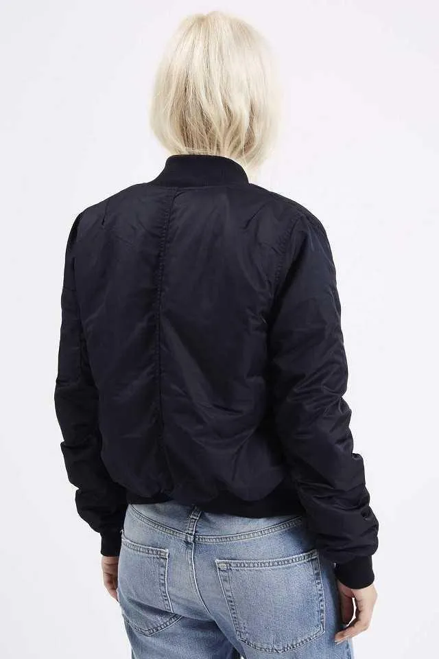 Sale Satin Shiny Zipper Windbraker Bomber Jacket