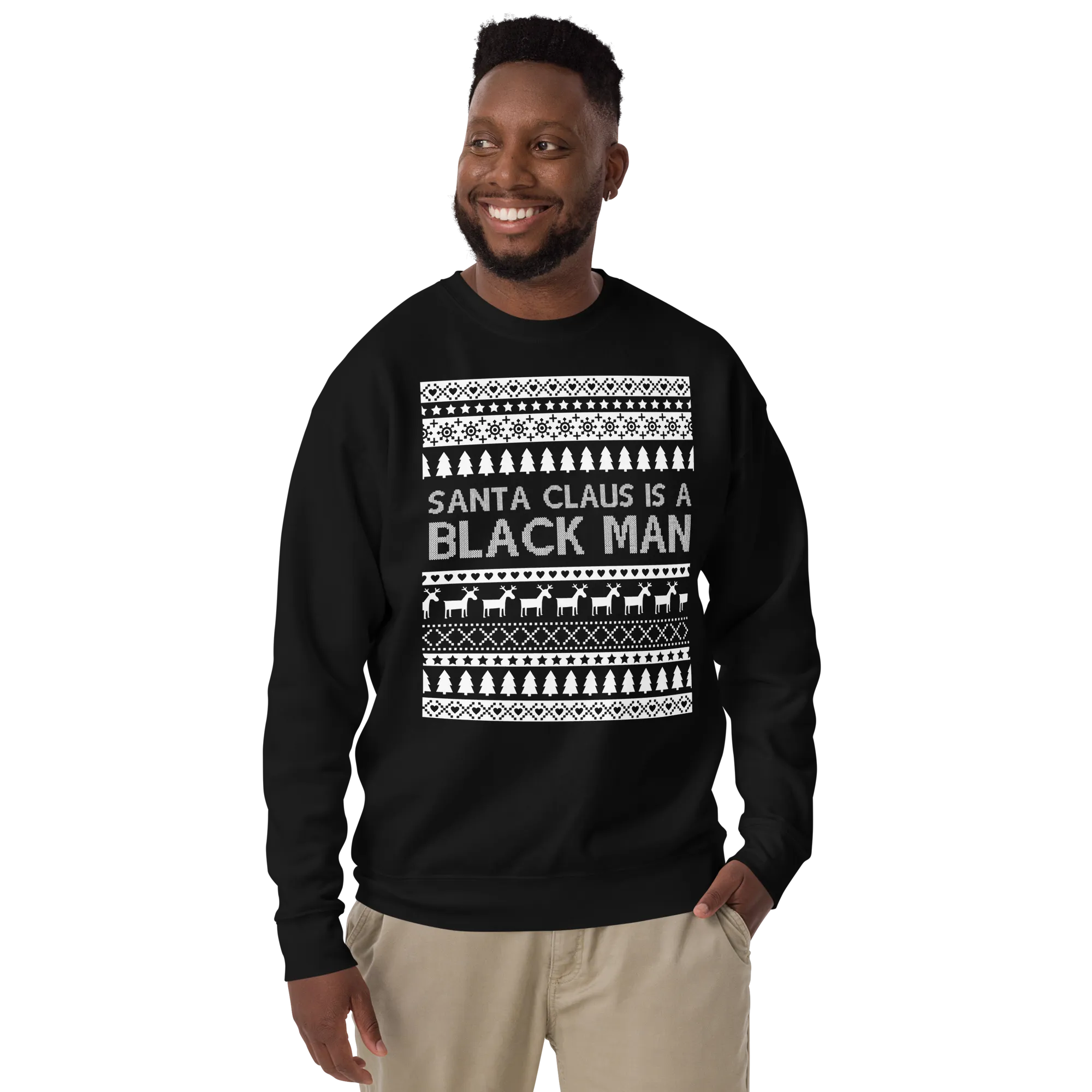 Santa Is A Black Man Christmas Sweatshirt (Red or Black)